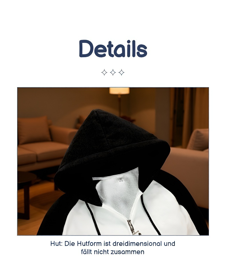 Modische Kapuzenjacke mit schweren Stoffen und Reißverschluss