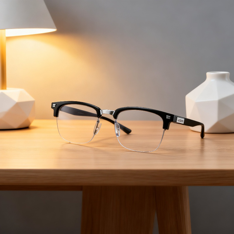 HD Antiblue Light Presbyopia Glasses Half-rim Browline for Seniors