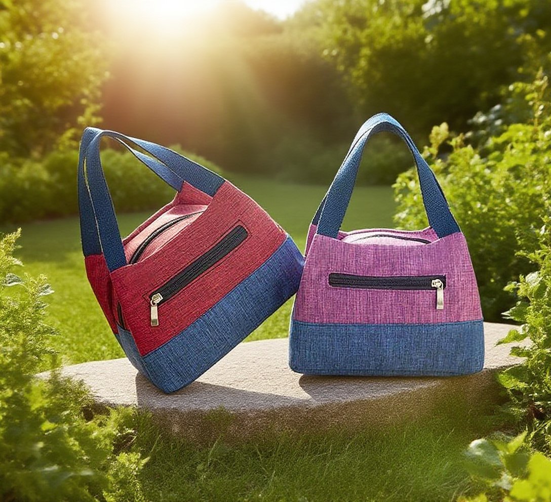 Leinwand Handtasche mit praktischem Reißverschluss