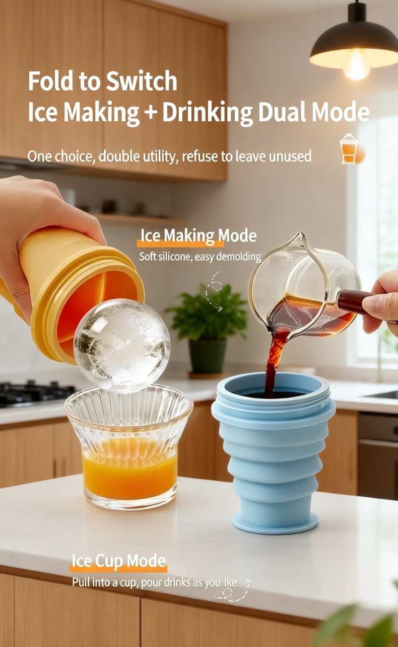 Reusable folding cup with straw for sports fans