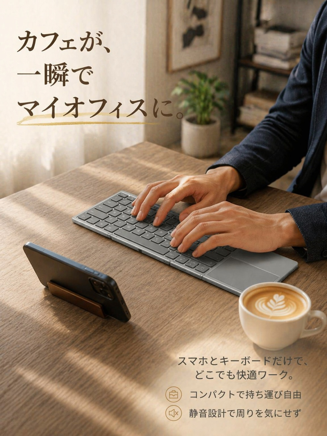 ケース型キーボードの折りたたみ状態