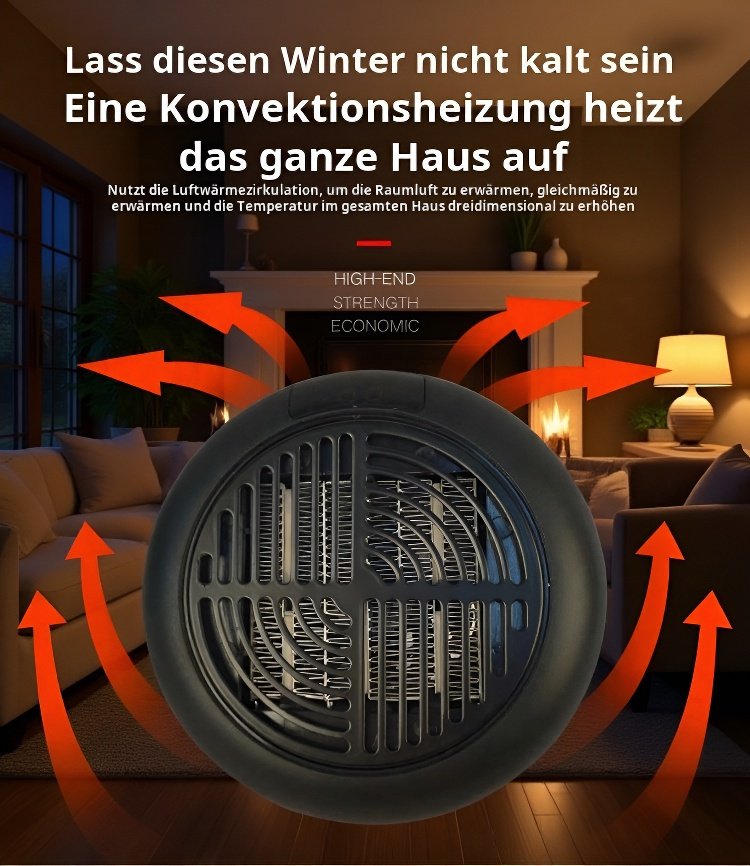 Kompakte wandmontierte Elektroheizung rund im Design