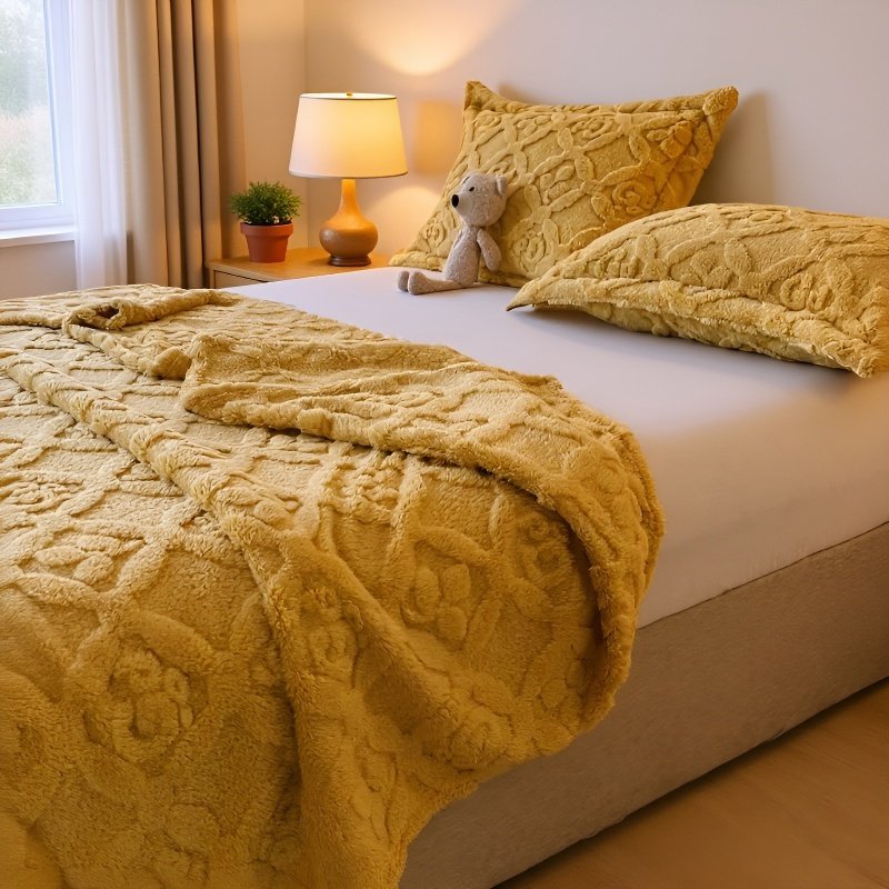 Manta gruesa de felpa de coral con diseño de jacquard