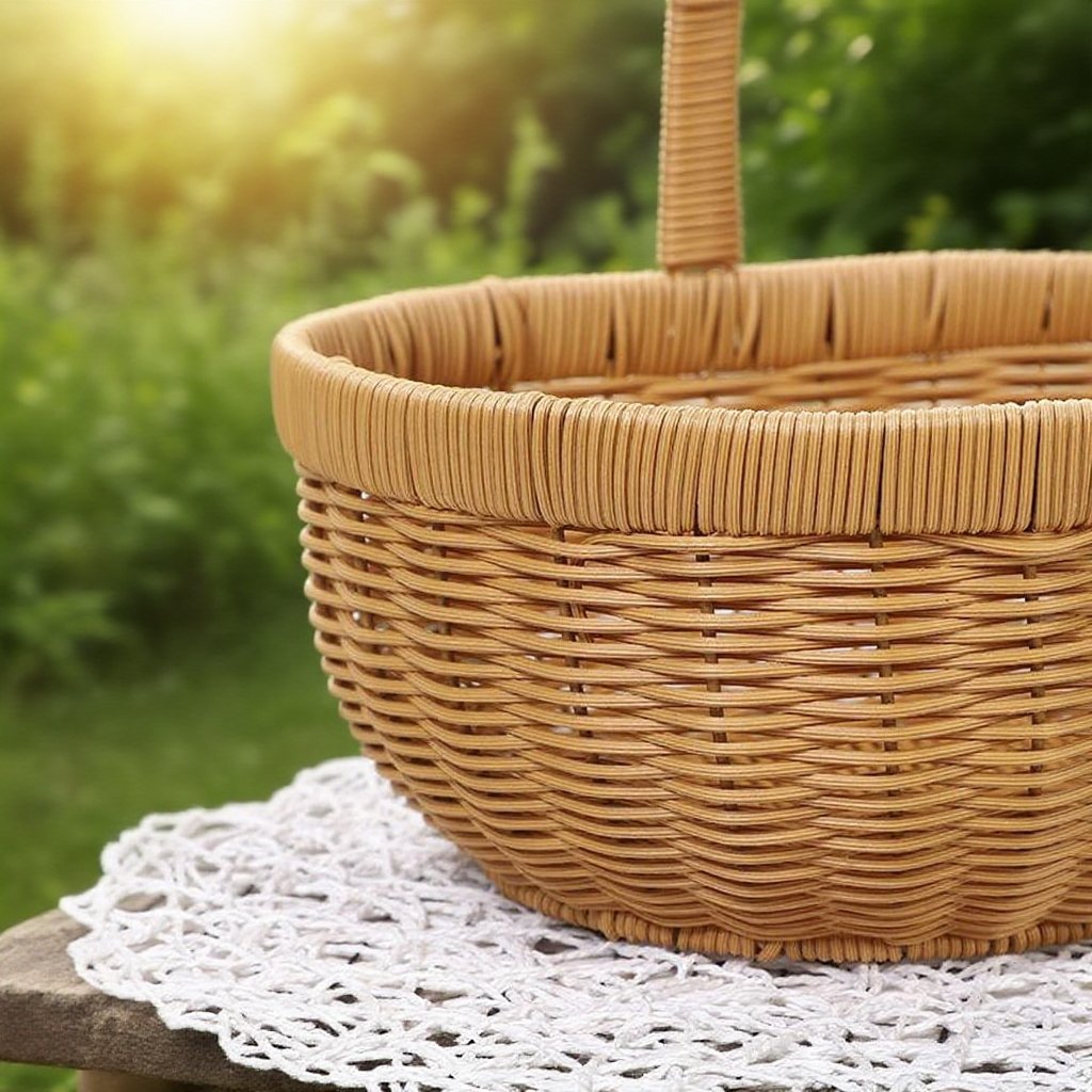 キッチン籐編み手提げ収納バスケット