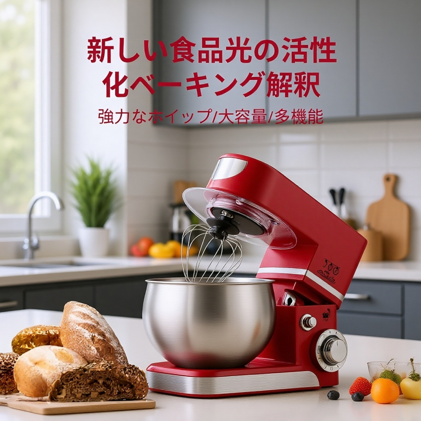 5.5L大容量多機能卓上ミキサー 家庭・業務兼用 密閉防飛散 低騒音設計