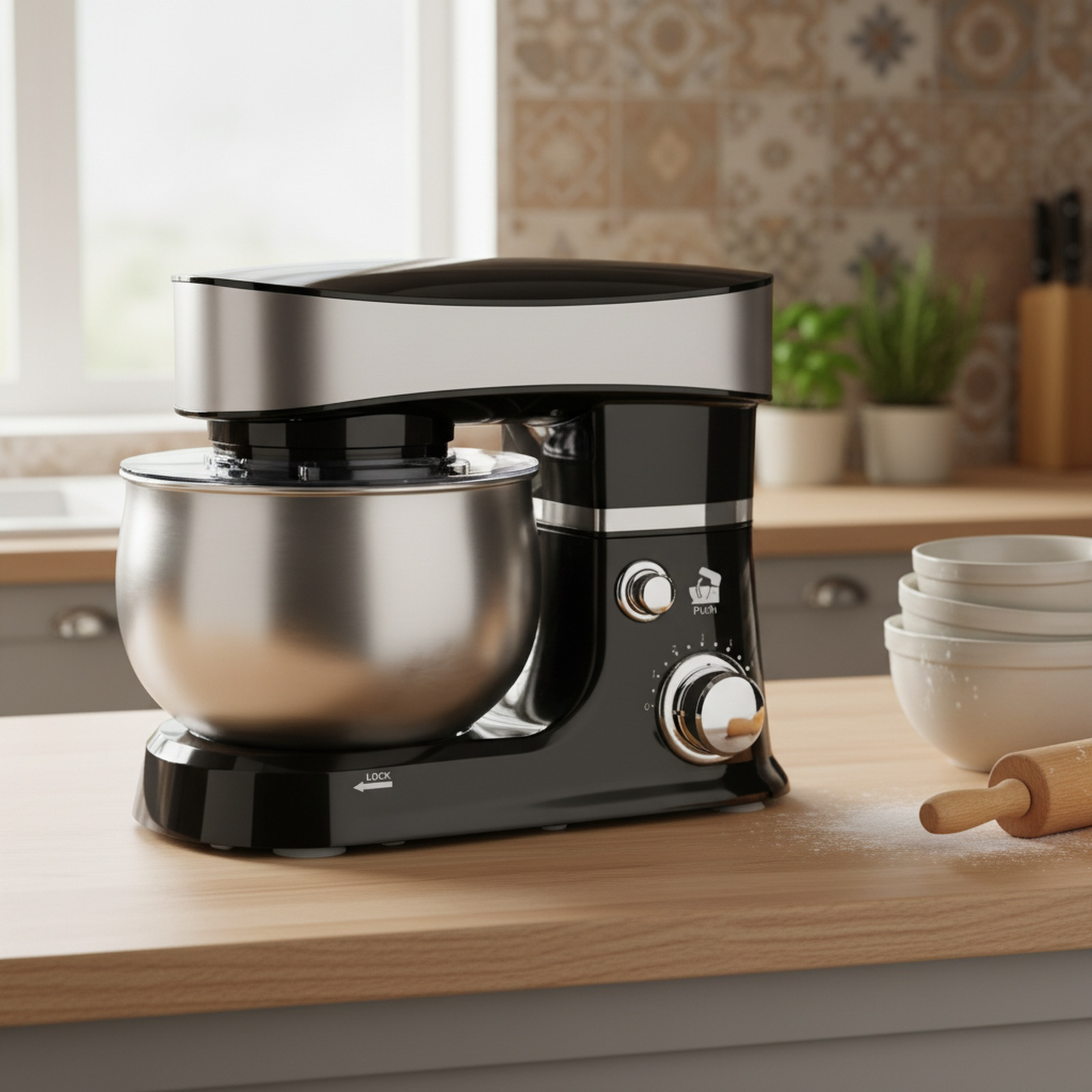 5.5L Large Capacity Kitchen Mixer, Kneading/Whisking/Blending 3-in-1