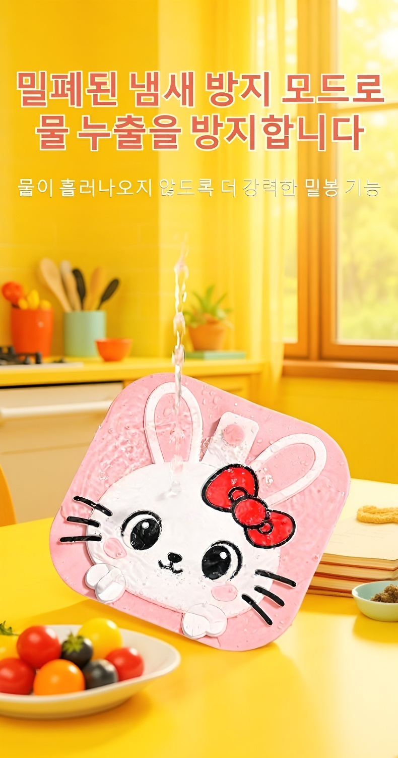 사각형 디자인의 방취 커버 사용 예시