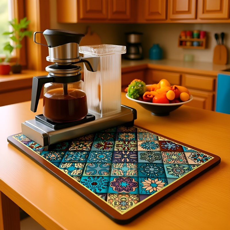 Almohadillas de cocina secando platos y utensilios