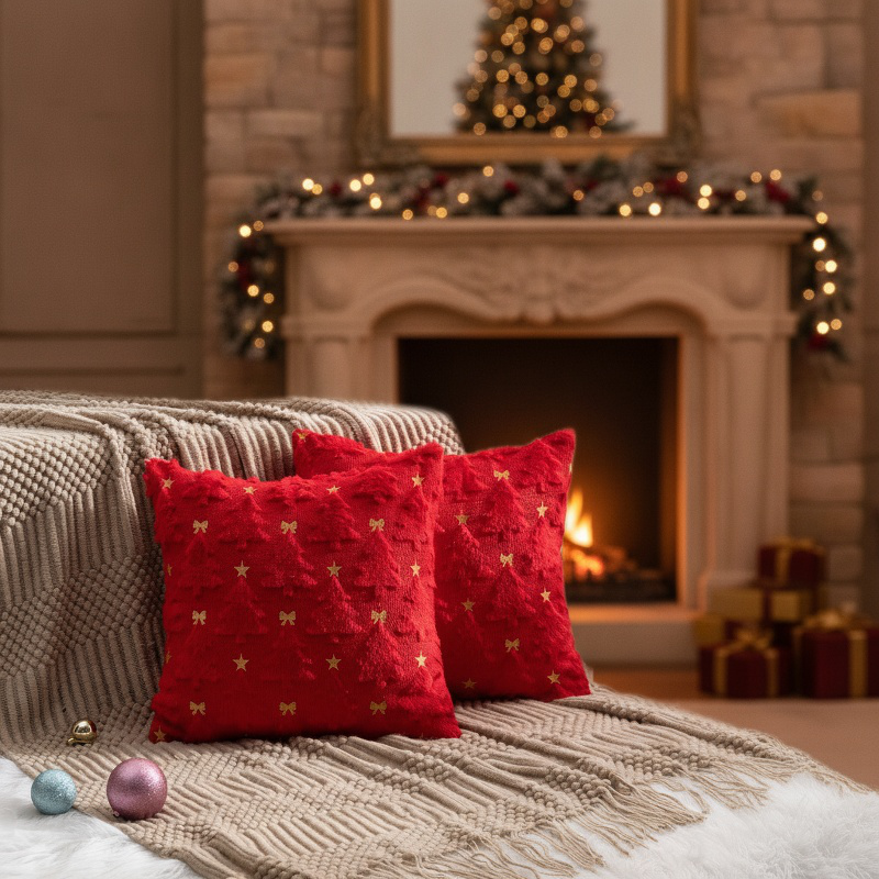Festive Embroidered Cushion Cover for Home Decor