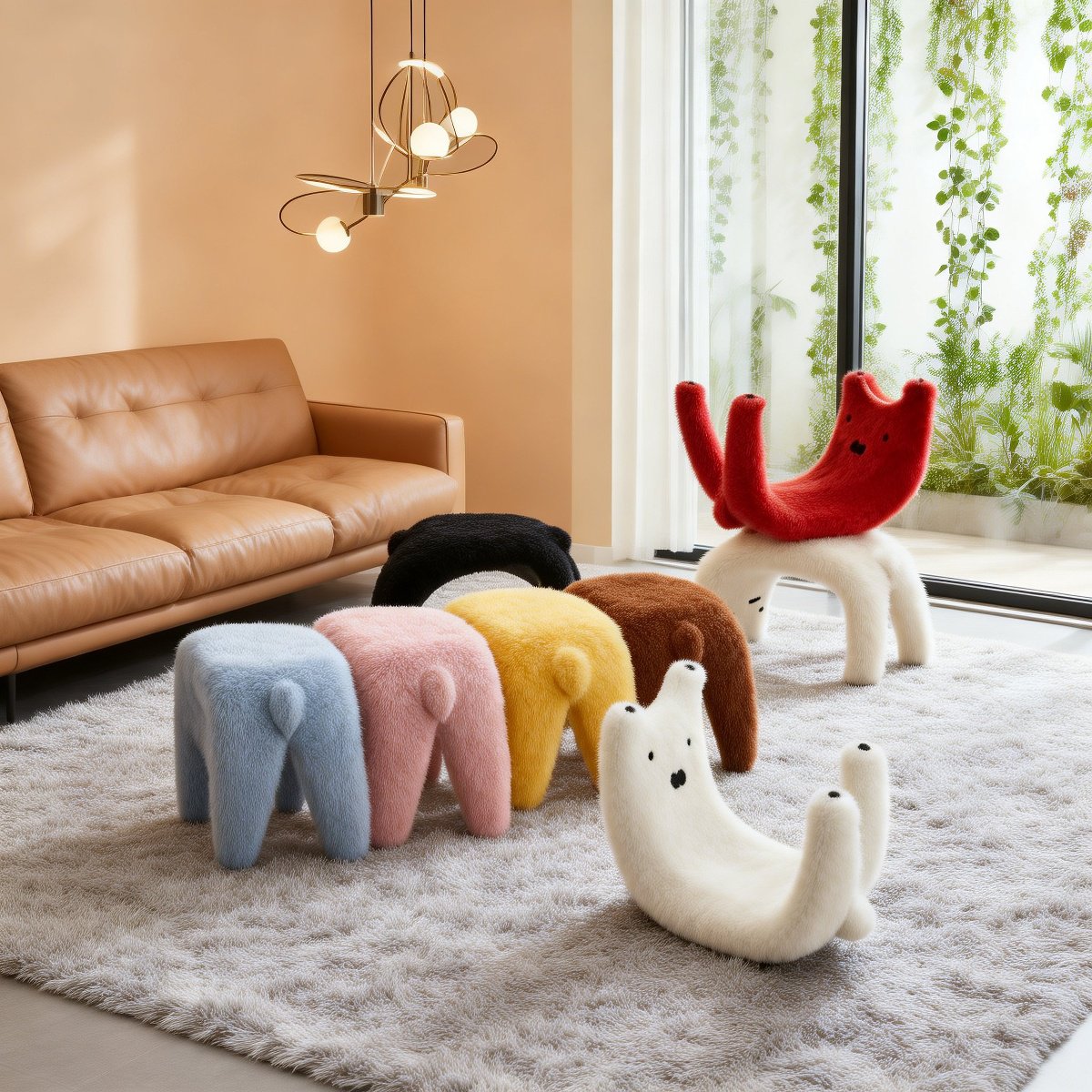 북유럽 동물 캐릭터 현관 신발 교환대 가정용 낮은 의자