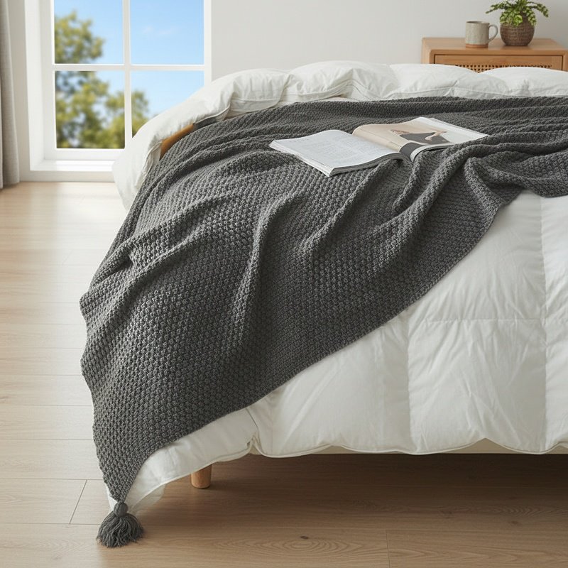 Soft woolen blanket for relaxing in home office