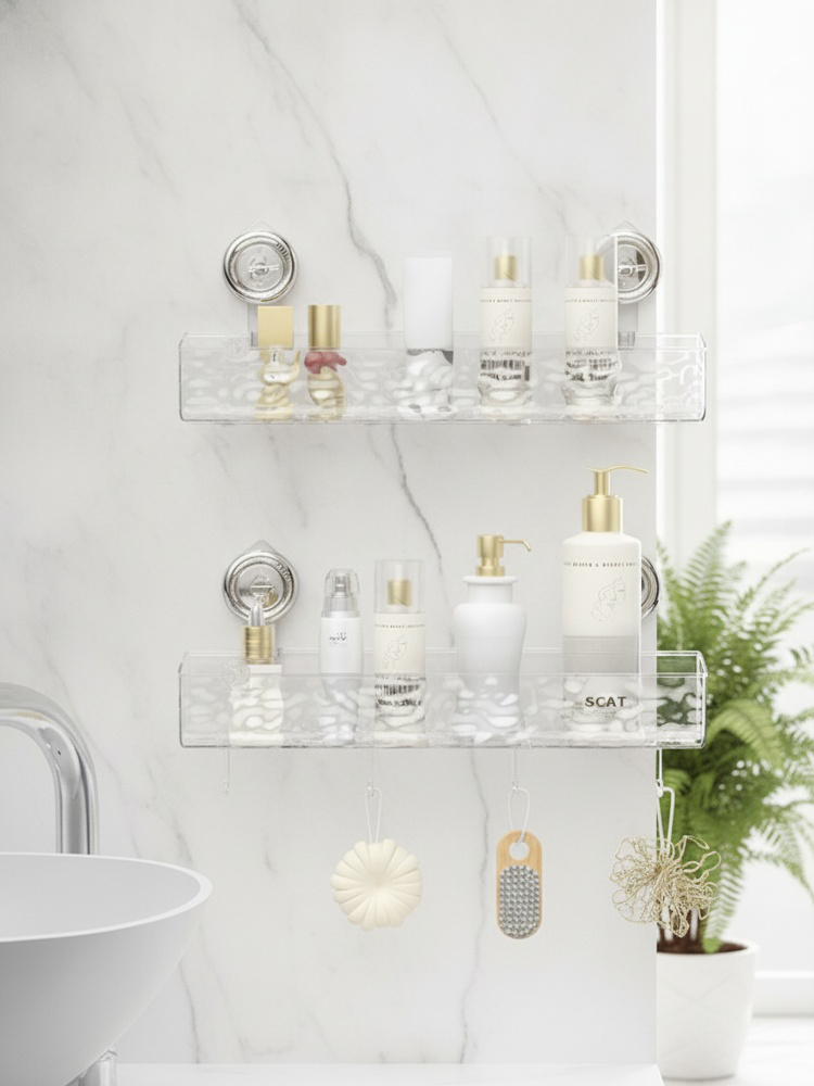 No drill needed Ripple Suction Cup Shelf