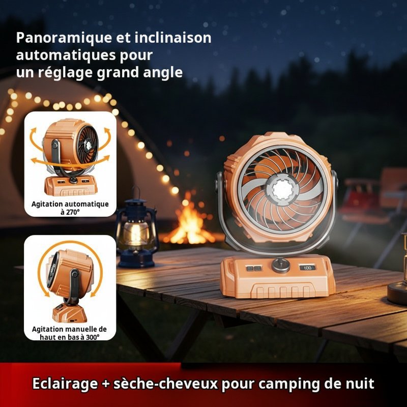 Ventilateur d'extérieur à secousses haute vitesse JMY 100 vitesses, éclairage de 6 pouces, affichage