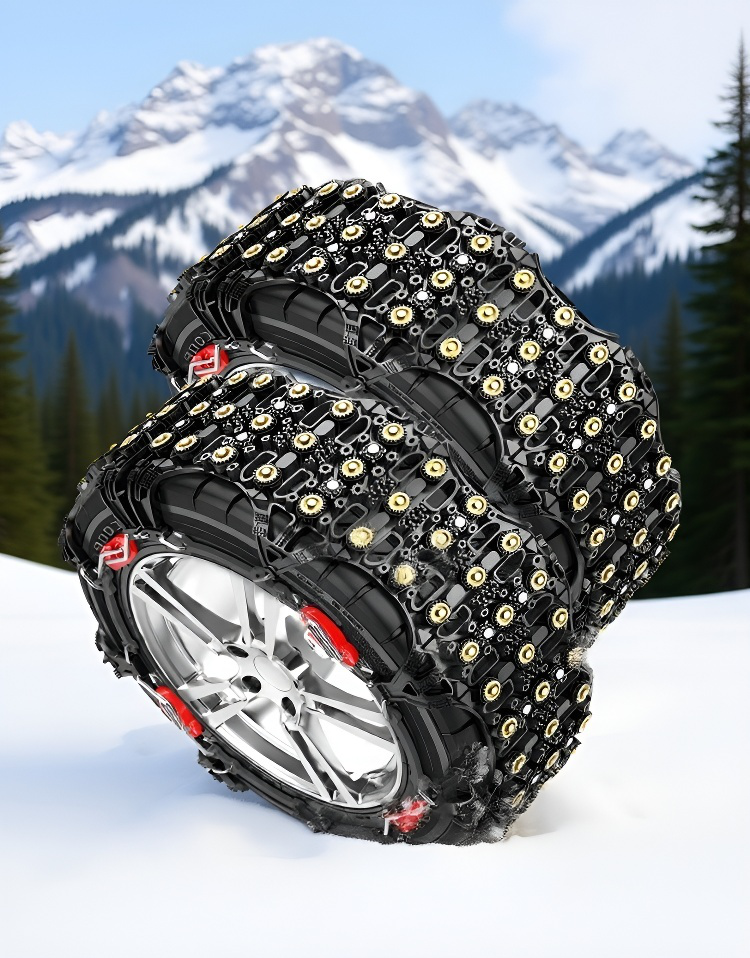 多車種対応のタイヤチェーン使用例