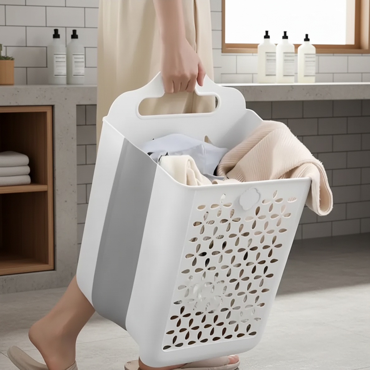 Panier à linge mural pliable en matériau durable