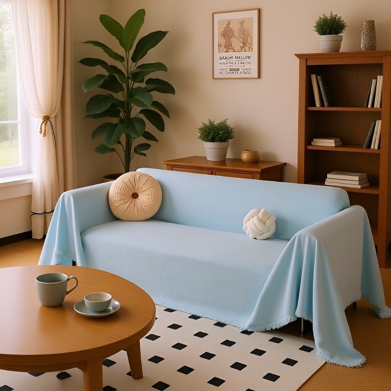 ソファークッション毛布 ソリッドカラーフルカバークッションソファカバー 防水防汚テディフリース毛布