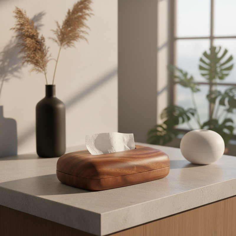 Boîte à mouchoirs multifonction en bois