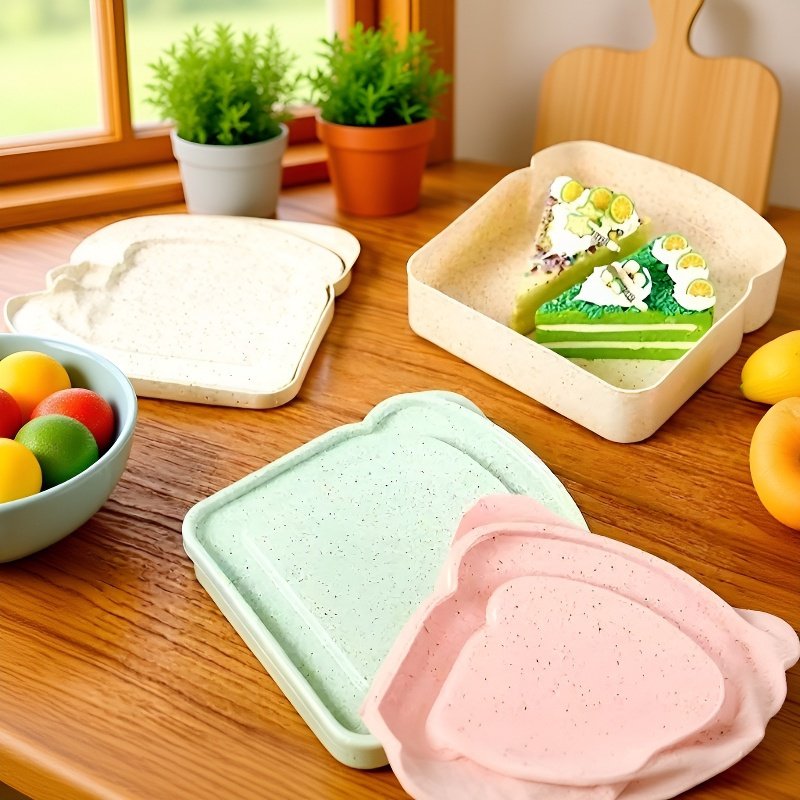 トースト型サンドイッチランチボックス、学校・遠足・ピクニック用、フルーツ・パン・デザート保存