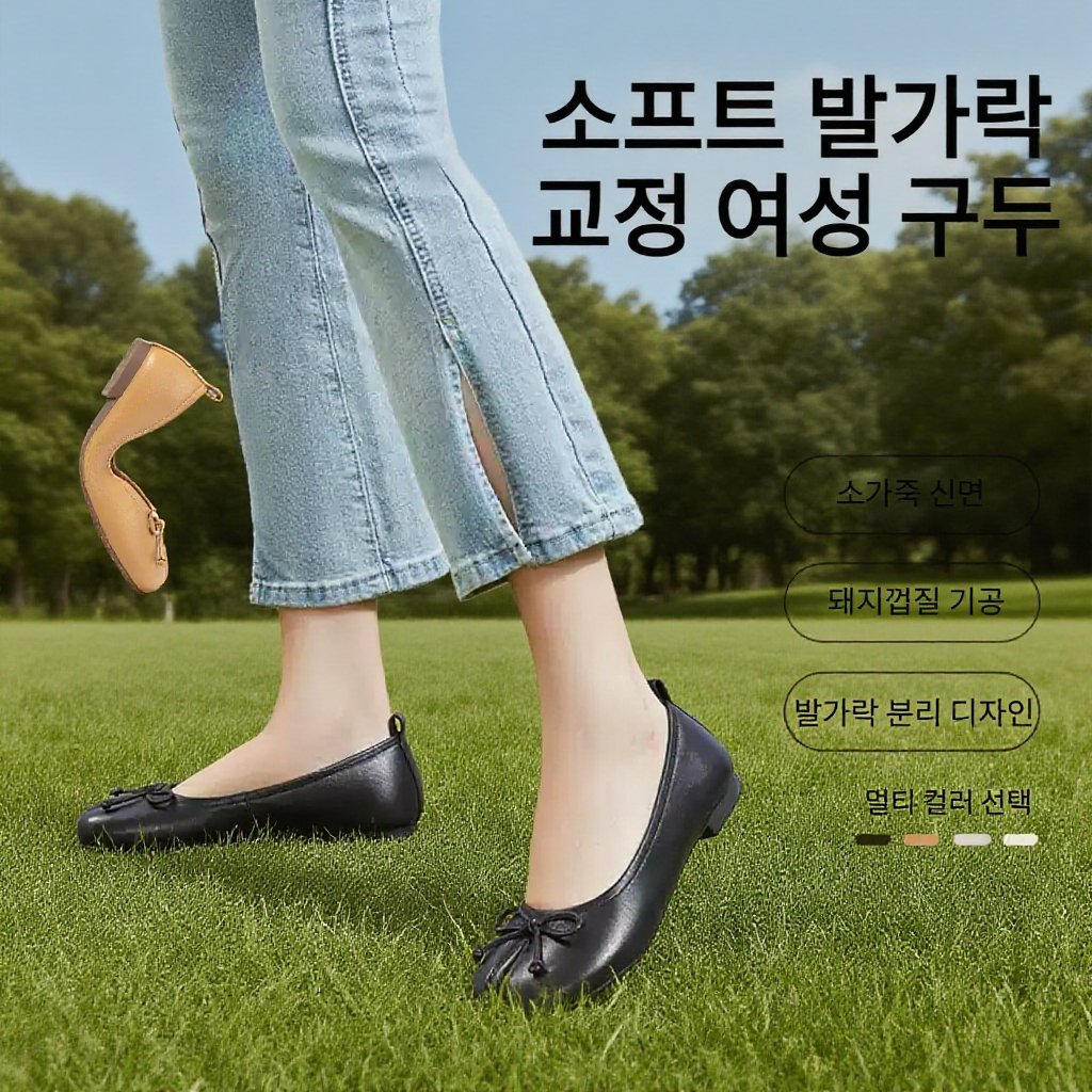 리본 포인트 여성 플랫 컴포트화