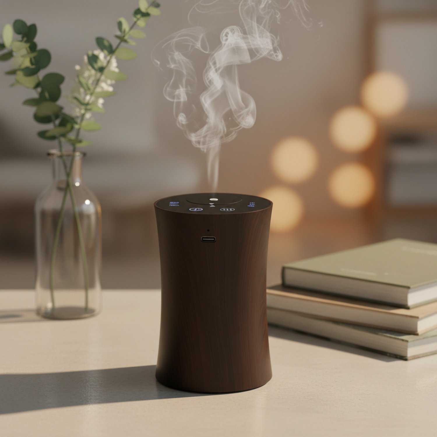 Intelligenter Aroma Diffusor, Holzdesign, wasserloser ätherischer Öl Diffusor