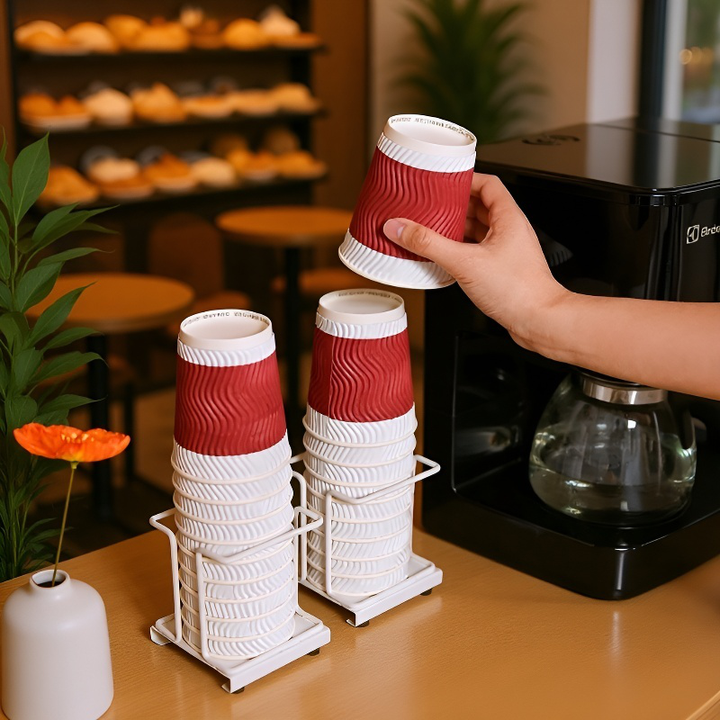Desktop Compartment Organizer Home Bar Tea Bag Organizer Disposable Cup Coffee Sugar Organizer