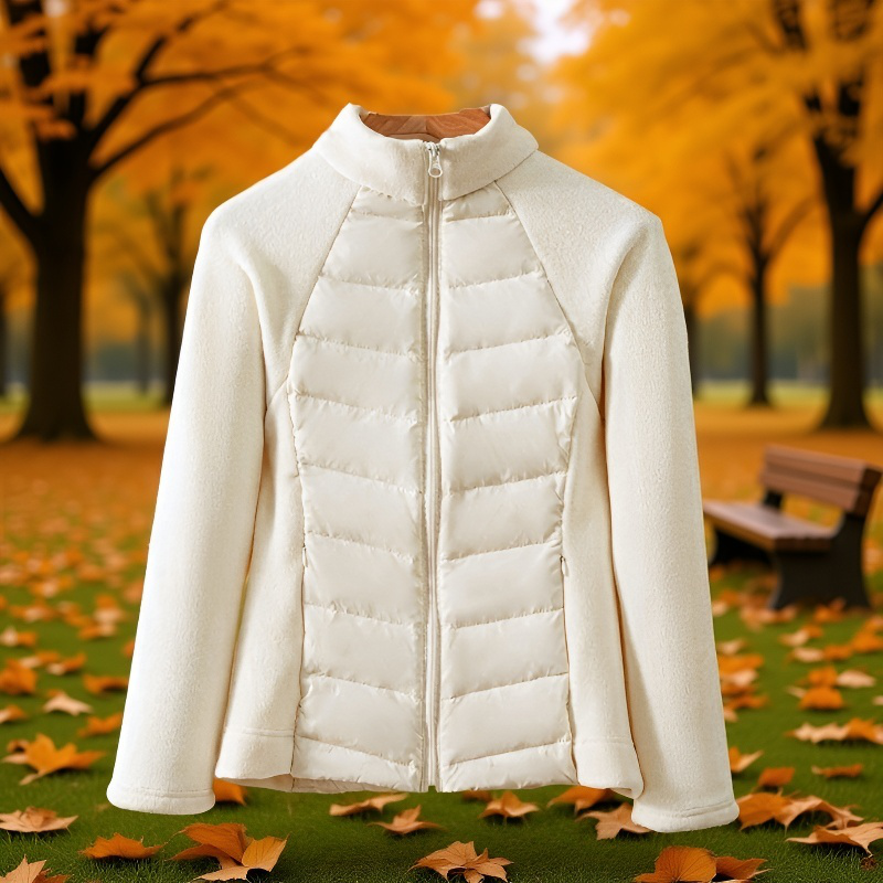 여성 화이트 슬림 하이넥 패딩 아우터