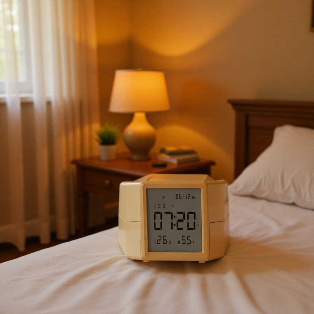 温度湿度表示付きデスクトップLED大画面時計、ワンタッチスイッチ多機能ナイトライト