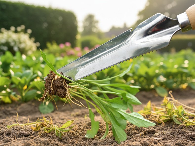 Manganese steel weeding knife artifact for root removal