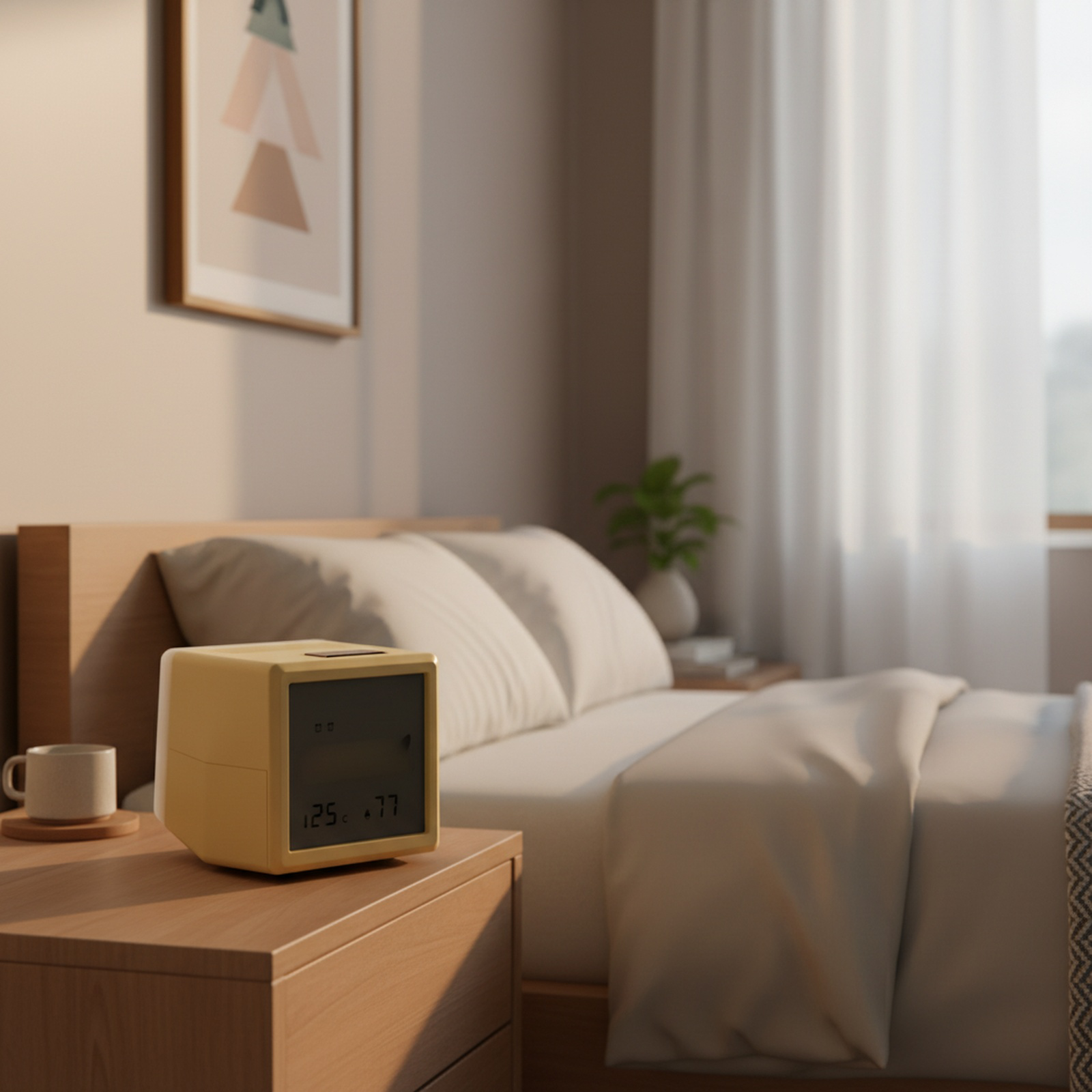 Multifunction seesaw alarm clock night light with temperature and humidity display, dual alarms