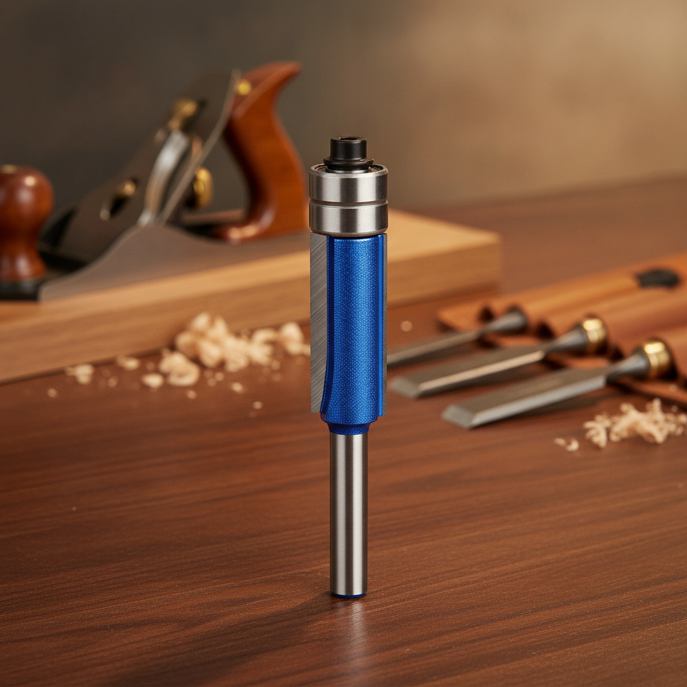 1/4 vástago flash plata azul doble rodamiento recortadora fresa madera doble filo recortadora fresa 