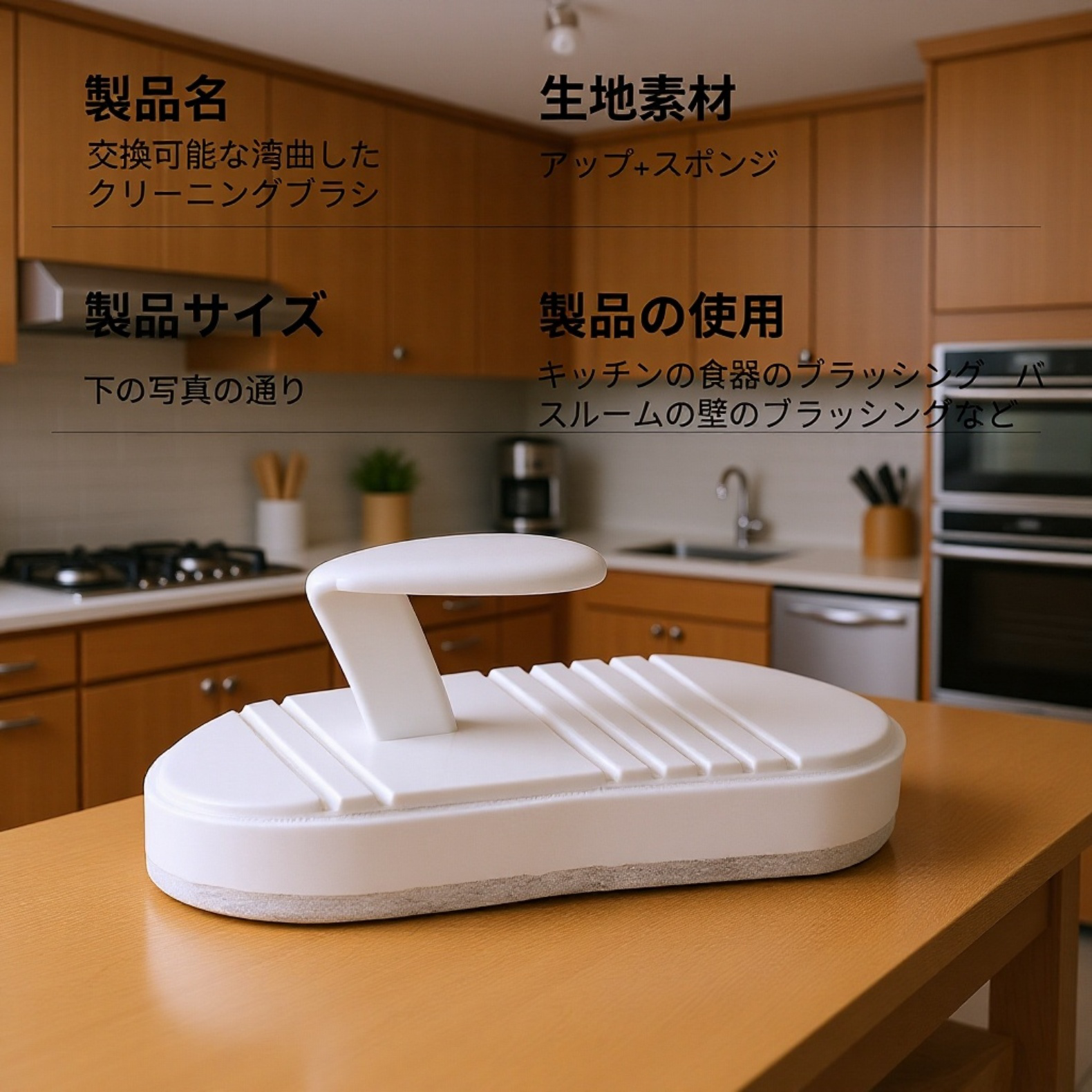曲がるクリーニングブラシ キッチン用交換可能泡立ちスポンジ