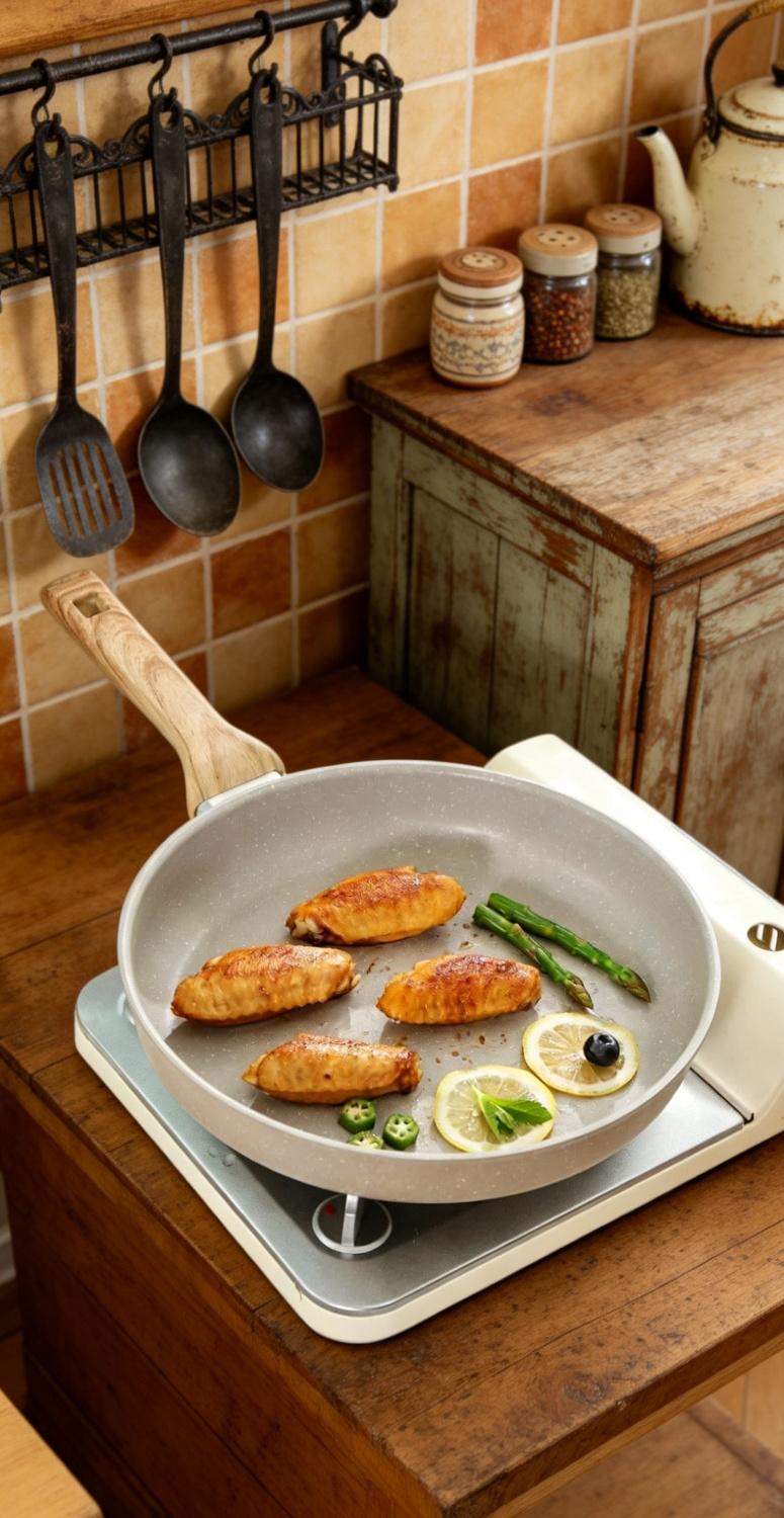 Multifunktionale Maifan-Steinpfanne mit Antihaftbeschichtung