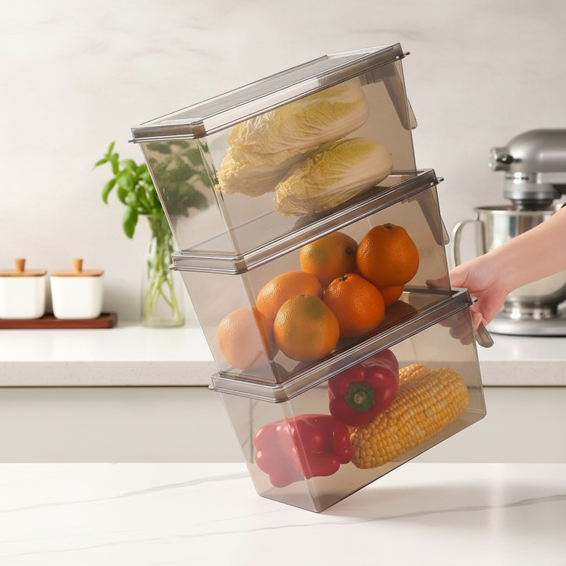 5L Large Capacity Refrigerator Organizer Box with Handle, Multi-Functional Storage