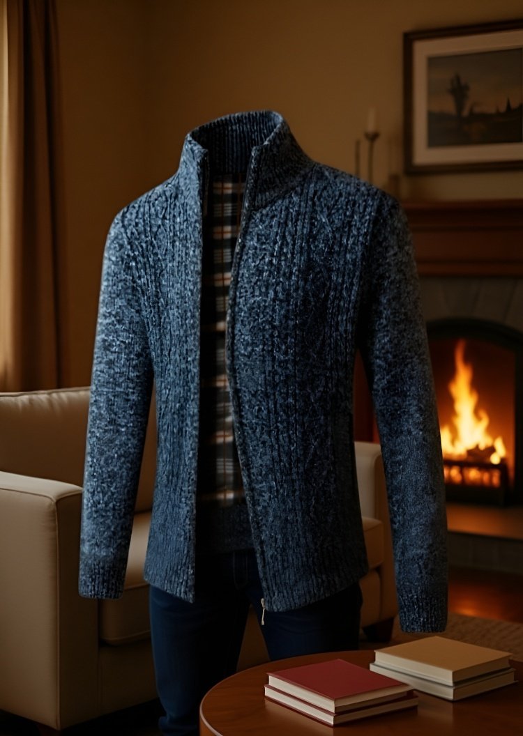 Thickened Cardigan Sweater for Men Detail