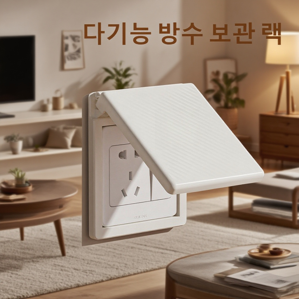 무타공 설치 다기능 콘센트 보호 수납 선반