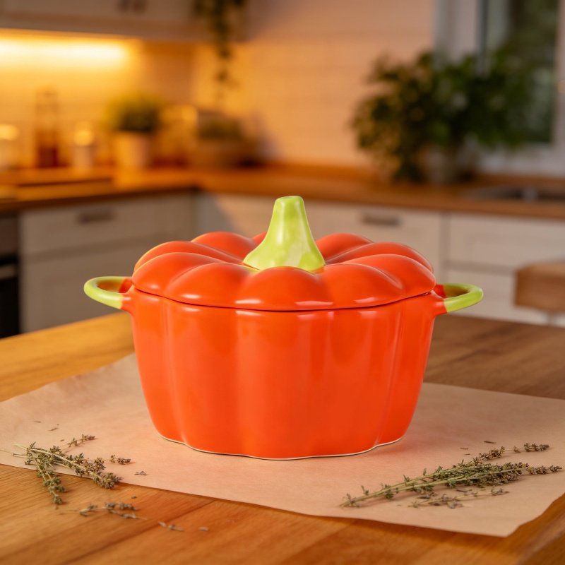 Keramikschale farbig glasiert mit Deckel – Calabaza Design