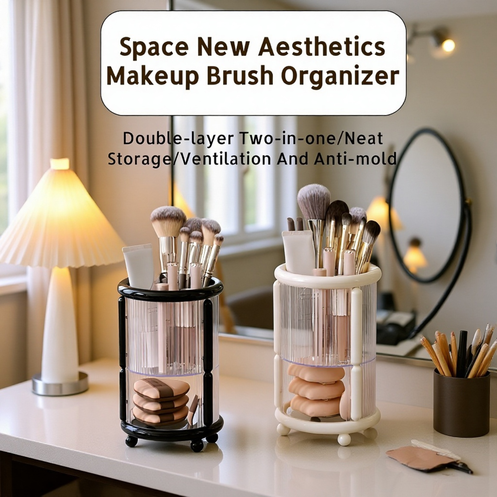 Minimalist INS makeup brush storage bucket on vanity