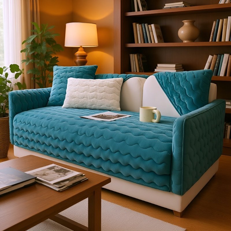 겨울 소파 커버 미끄럼 방지 두꺼운 보풀 대두 섬유 소파 커버 커버