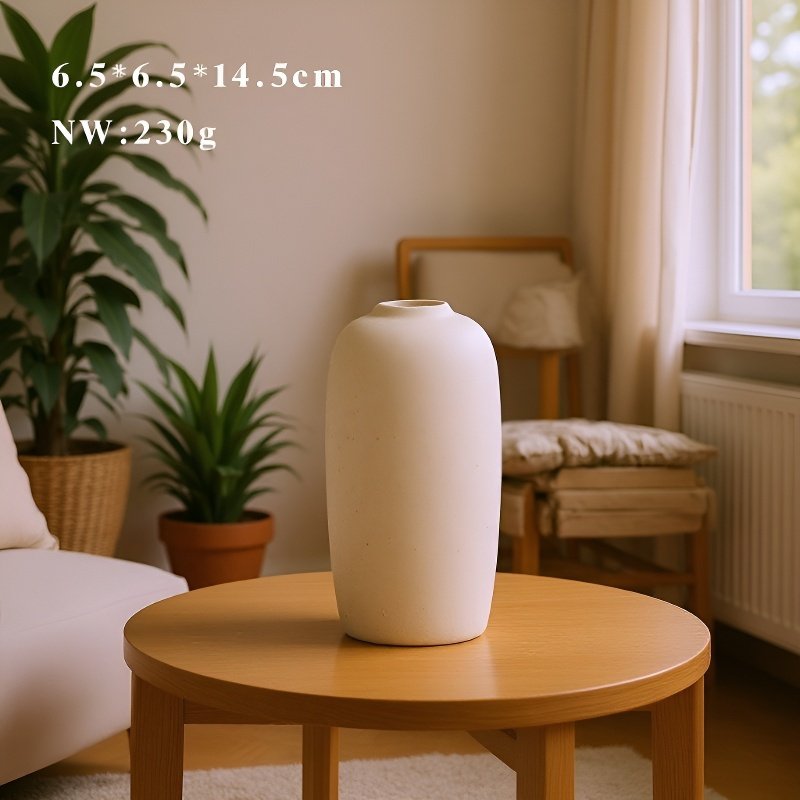 Nordic ceramic vase white plain bottle frosted small flower vase simple home living room flower arra