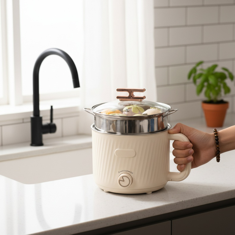 Mini hot pot électrique en acier inoxydable pour dortoir