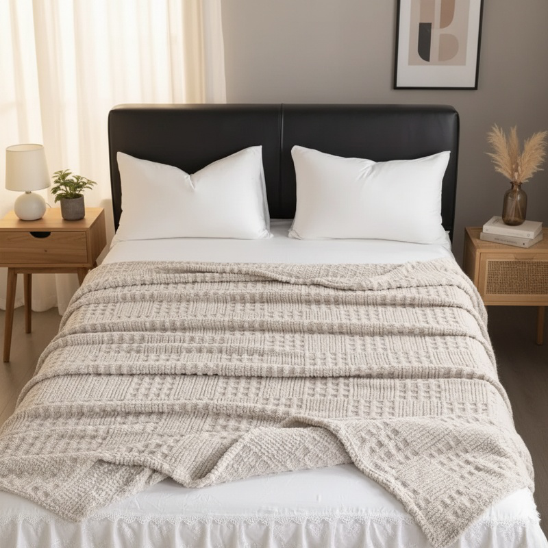 Close-up of ultra soft plush blanket texture