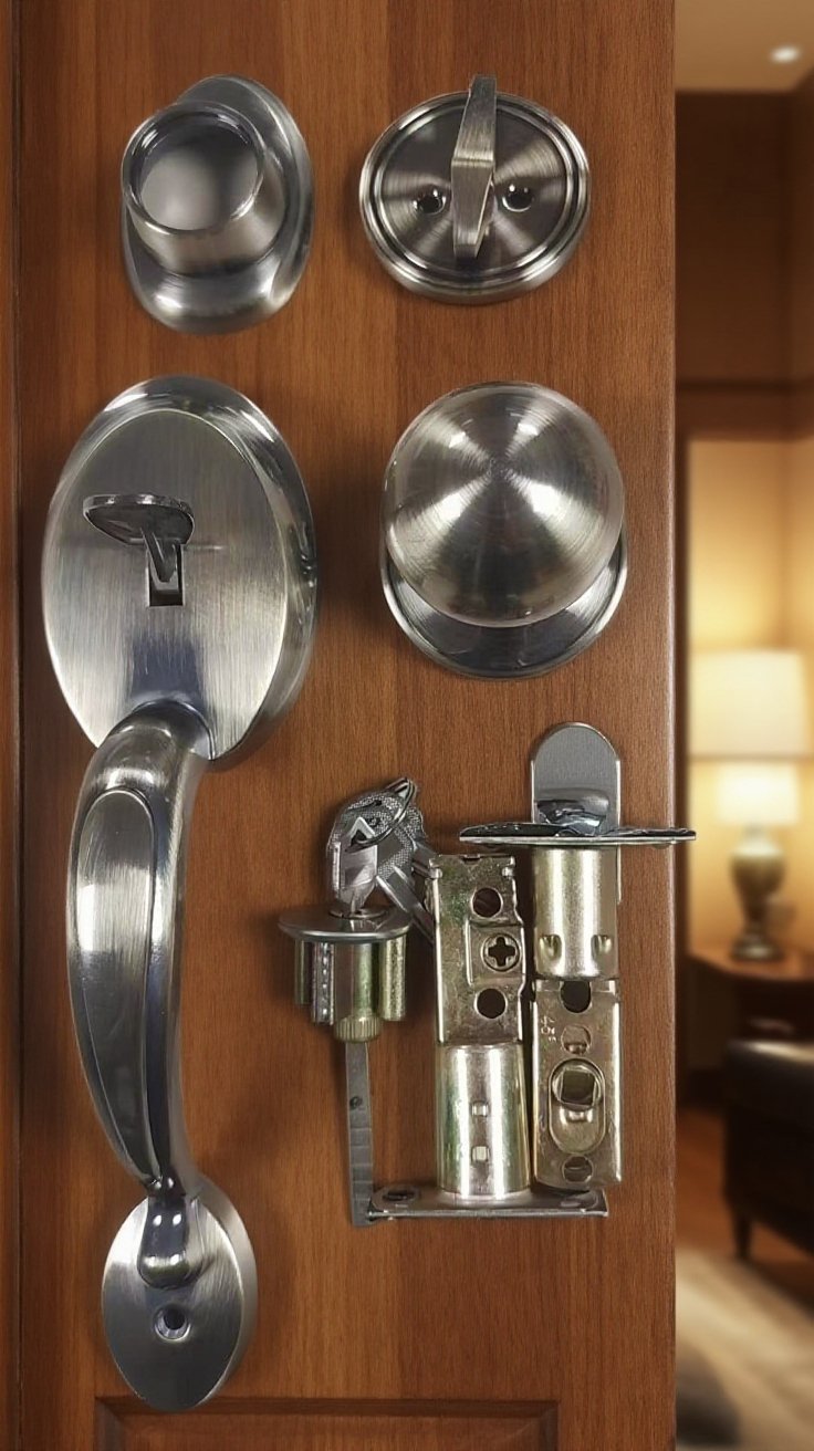 Manilla de bloqueo de tres barras de aleación de aluminio para puertas