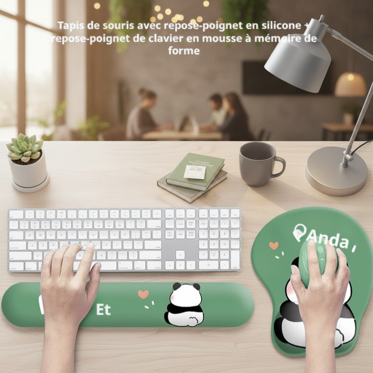Cute panda-shaped mouse pad, wrist rest, silicone pad, keyboard wrist support, office laptop.
