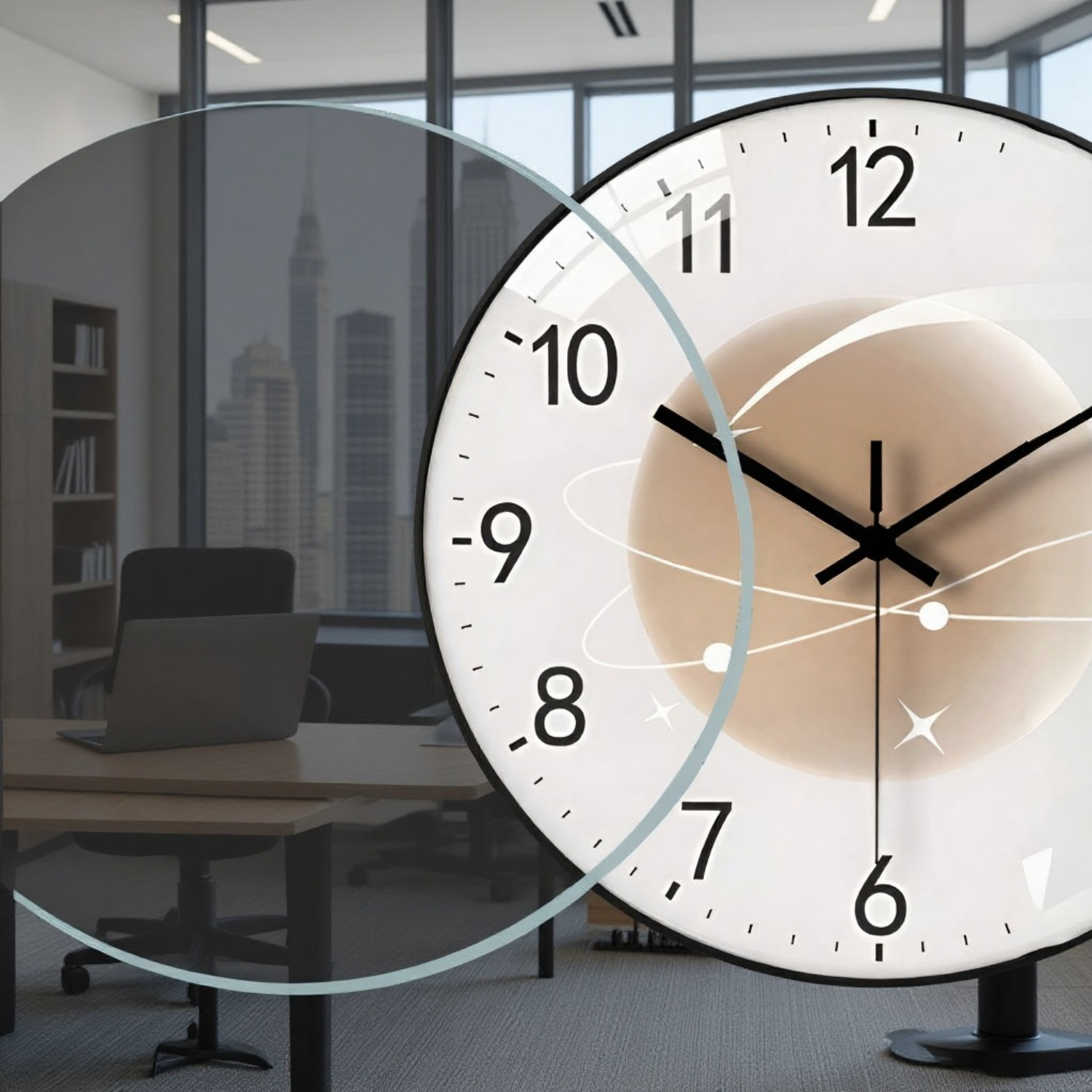 リビング用静音壁掛け時計 個性的な装飾