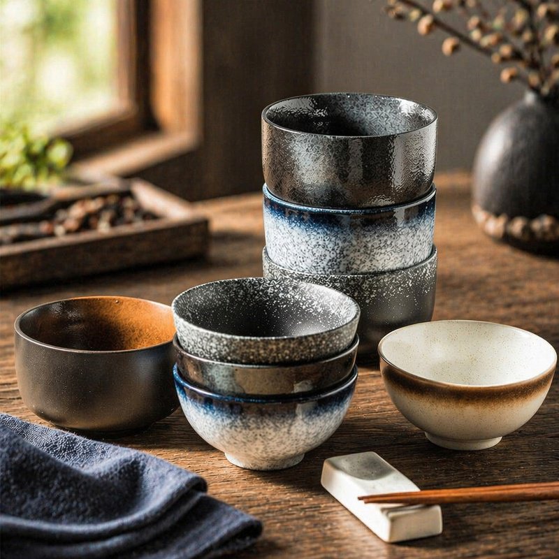 Minimalistische Reisschale in traditionellem Stil