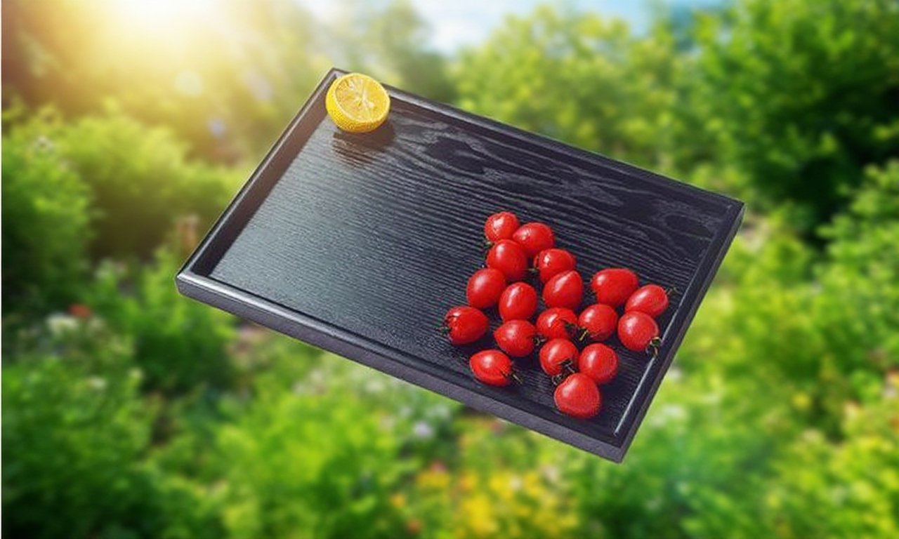 収納に便利なブラック木製トレイ