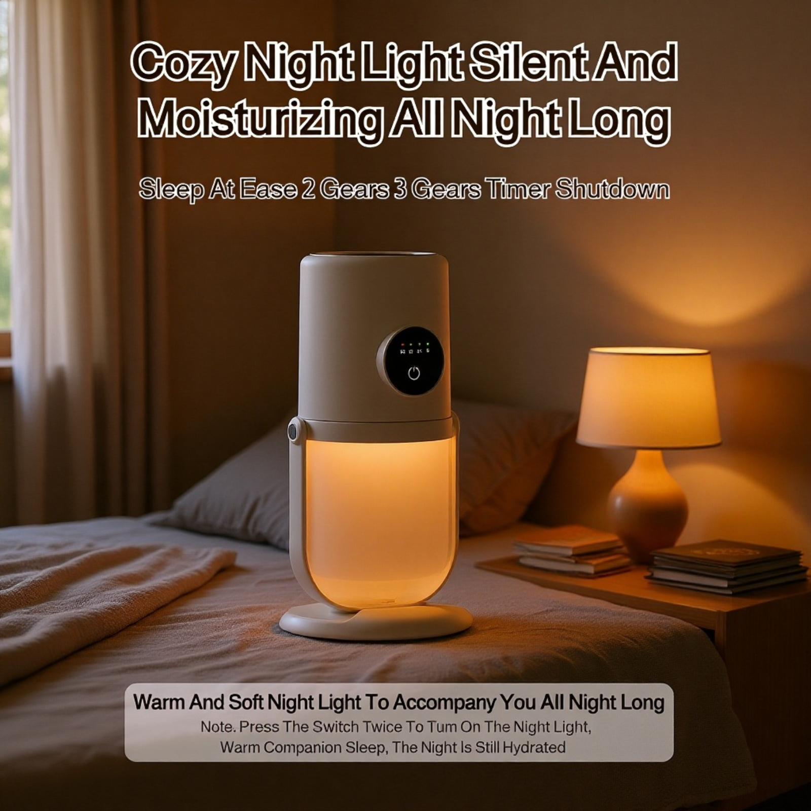  Extra-Large Capacity Dual-Jet USB Humidifier with Silent Night Light