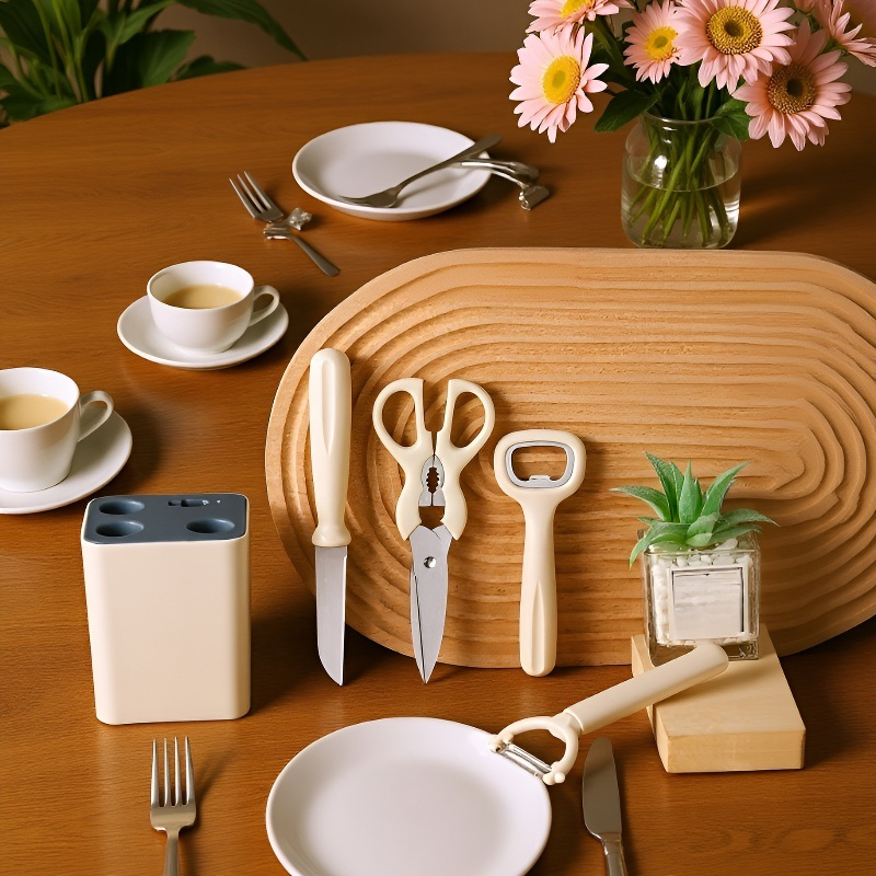 Sada pěti kuchyňských nástrojů na ovoce s úložným stojanem