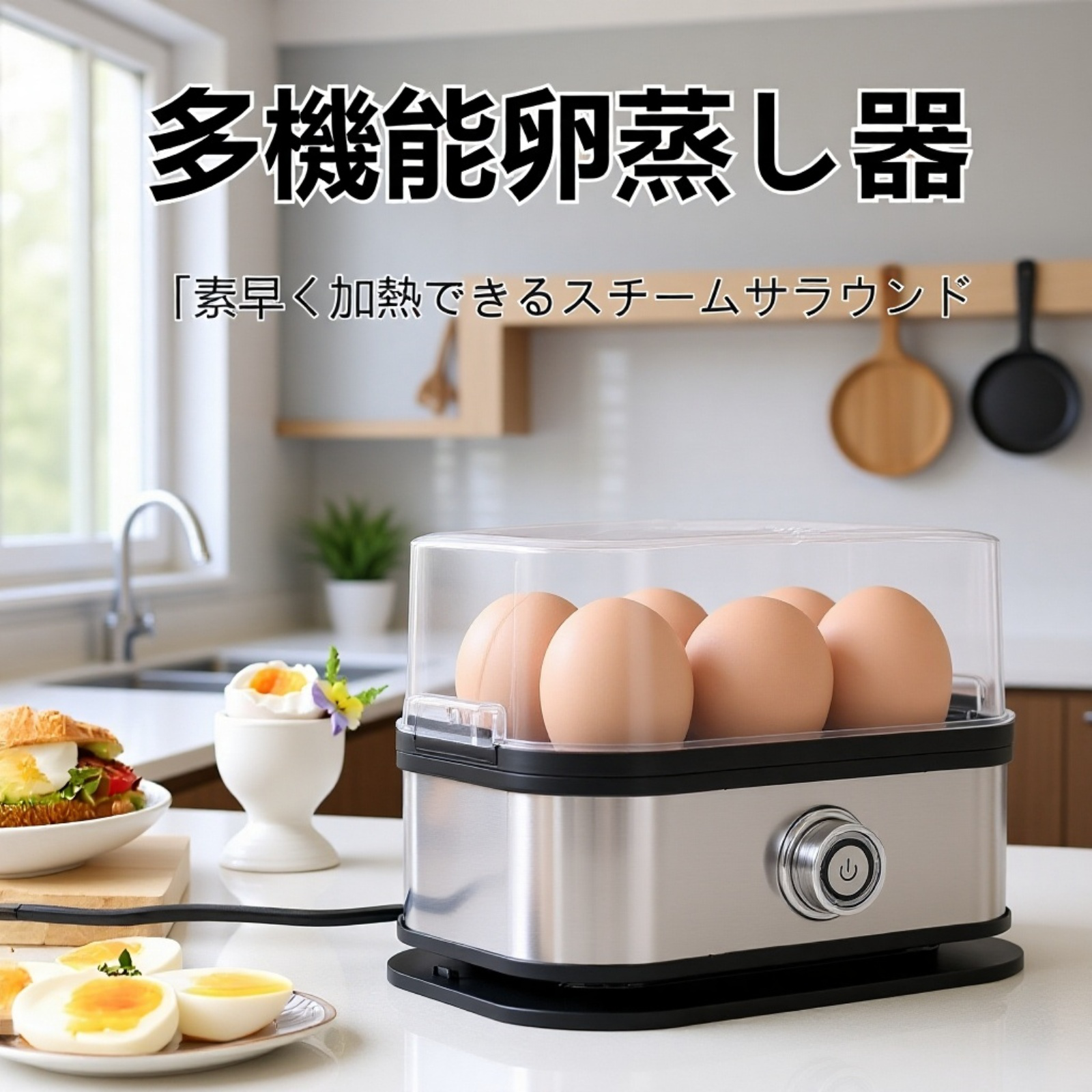 ステンレス製ミニポータブルゆで卵メーカー