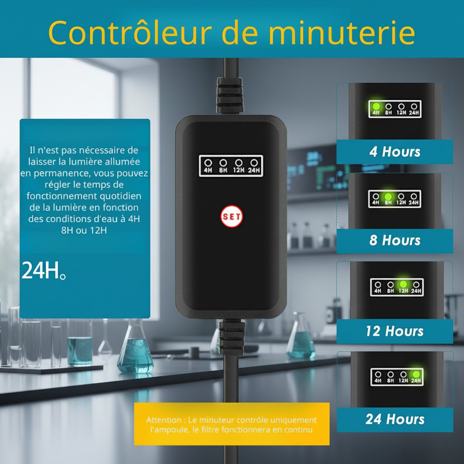Boîte de filtration pour aquarium avec stérilisation UV, coton filtrant intégré, pompe de filtration